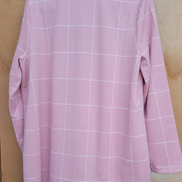 Isaac Mizrahi LIVE! Large Pink Windopane Knit menswear inspired long line jacket - Picture 7 of 9
